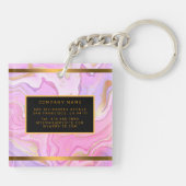 ラグジュアリーマーブルグリッターピンクパープル金ゴールド キーホルダー (裏面)