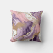ラグジュアリーマーブルグリッターピンクパープル金ゴールド クッション (正面)
