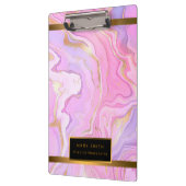 ラグジュアリーマーブルグリッターピンクパープル金ゴールド クリップボード (左)