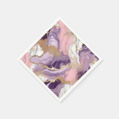 ラグジュアリーマーブルグリッターピンクパープル金ゴールド スタンダードカクテルナプキン (角)