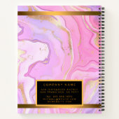 ラグジュアリーマーブルグリッターピンクパープル金ゴールド ノートブック (裏面)