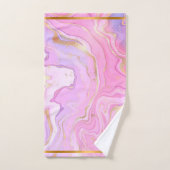 ラグジュアリーマーブルグリッターピンクパープル金ゴールド バスタオルセット (ハンドタオル)