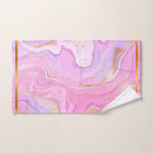 ラグジュアリーマーブルグリッターピンクパープル金ゴールド バスタオルセット (ハンドタオル)