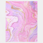 ラグジュアリーマーブルグリッターピンクパープル金ゴールド フリースブランケット (正面)