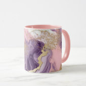 ラグジュアリーマーブルグリッターピンクパープル金ゴールド マグカップ (正面右)