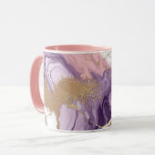 ラグジュアリーマーブルグリッターピンクパープル金ゴールド マグカップ (正面左)