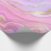 ラグジュアリーマーブルグリッターピンクパープル金ゴールド ラッピングペーパー (角)