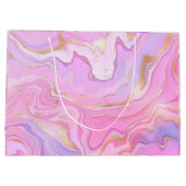 ラグジュアリーマーブルグリッターピンクパープル金ゴールド ラージペーパーバッグ (裏面)