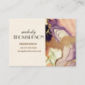 ラグジュアリーマーブルグリッターピンクパープル金ゴールド 名刺 (正面)