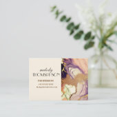 ラグジュアリーマーブルグリッターピンクパープル金ゴールド 名刺 (スタンド正面)