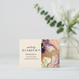 ラグジュアリーマーブルグリッターピンクパープル金ゴールド 名刺