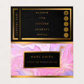 ラグジュアリーマーブルグリッターピンクパープル金ゴールド 名刺 (外部フラット)