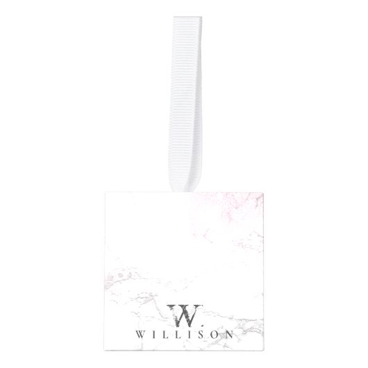 ラグジュアリーマーブルパーソナライズされたデザイン キューブオーナメント (正面)