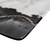 ラグジュアリーマーブルブラックアゲート金ゴールドグリッターモノグラム カッティングボード (角)