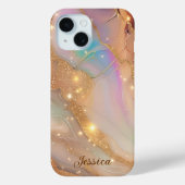 ラグジュアリーマーブルマザーオブパール金ゴールド静脈モノグラム Case-Mate iPhoneケース (裏面)