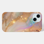 ラグジュアリーマーブルマザーオブパール金ゴールド静脈モノグラム Case-Mate iPhoneケース (裏面 (横))