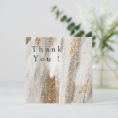 ラグジュアリーマーブル金ゴールドストロークホワイトとグレーインビタット サンキューカード (スタンド正面)