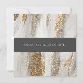 ラグジュアリーマーブル金ゴールドストロークホワイトとグレーインビタット サンキューカード (裏面)