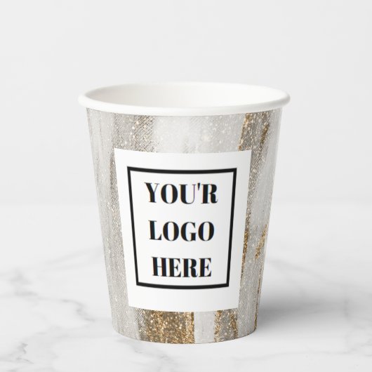 ラグジュアリーマーブル金ゴールドストローク 紙コップ (正面)