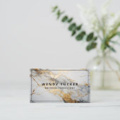 ラグジュアリーマーブル金ゴールドホワイトバックグラウンド 名刺 (スタンド正面)