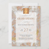 ラグジュアリーマーブル金ゴールド美しいサロングランドオープニング 招待状 (正面)