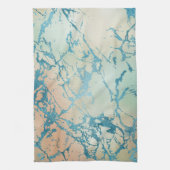 ラグジュアリーマーブル | ビューティフルイエローアンドコーラルティール(緑がかった色)静脈 キッチンタオル (縦)