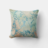 ラグジュアリーマーブル | ビューティフルイエローアンドコーラルティール（緑がかった色）静脈 クッション (正面)