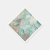 ラグジュアリーマーブル | ビューティフルイエローアンドコーラルティール（緑がかった色）静脈 スタンダードカクテルナプキン (角)