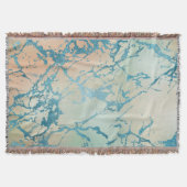 ラグジュアリーマーブル | ビューティフルイエローアンドコーラルティール(緑がかった色)静脈 スローブランケット (正面)