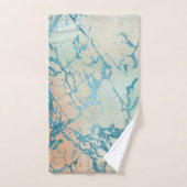 ラグジュアリーマーブル | ビューティフルイエローアンドコーラルティール(緑がかった色)静脈 バスタオルセット (ハンドタオル)