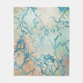 ラグジュアリーマーブル | ビューティフルイエローアンドコーラルティール(緑がかった色)静脈 フリースブランケット (正面)