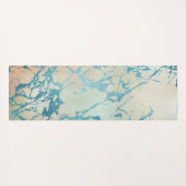 ラグジュアリーマーブル | ビューティフルイエローアンドコーラルティール(緑がかった色)静脈 ヨガマット (裏面(横))