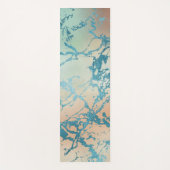 ラグジュアリーマーブル | ビューティフルイエローアンドコーラルティール（緑がかった色）静脈 ヨガマット (正面)