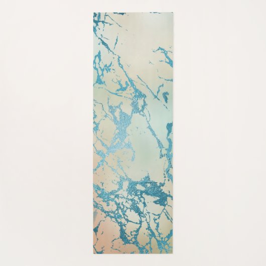 ラグジュアリーマーブル | ビューティフルイエローアンドコーラルティール(緑がかった色)静脈 ヨガマット (裏面)