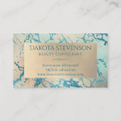 ラグジュアリーマーブル | ビューティフルコーラルアンドティール（緑がかった色）カスタム 名刺 (裏面)