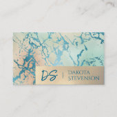 ラグジュアリーマーブル | ビューティフルコーラルアンドティール（緑がかった色）カスタム 名刺 (正面)