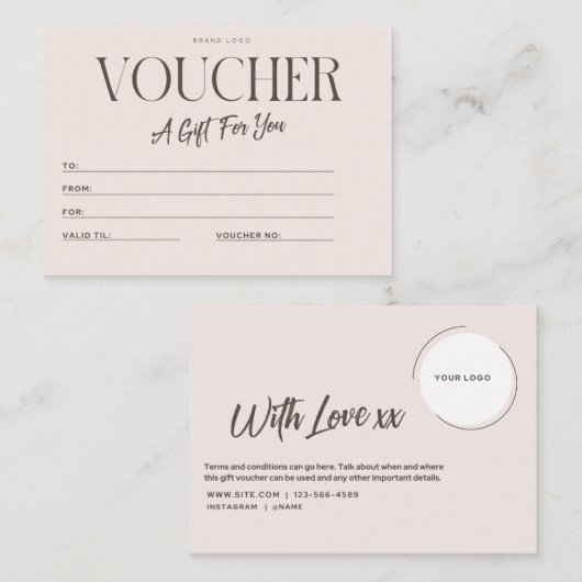 ラグジュアリーミニマリストギフトカード証明書テンプレート ノートカード (正面/裏面)