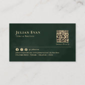 ラグジュアリーミニマリストダークエメラルドグリーン&金ゴールド 名刺 (裏面)