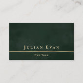 ラグジュアリーミニマリストダークエメラルドグリーン&金ゴールド 名刺 (正面)