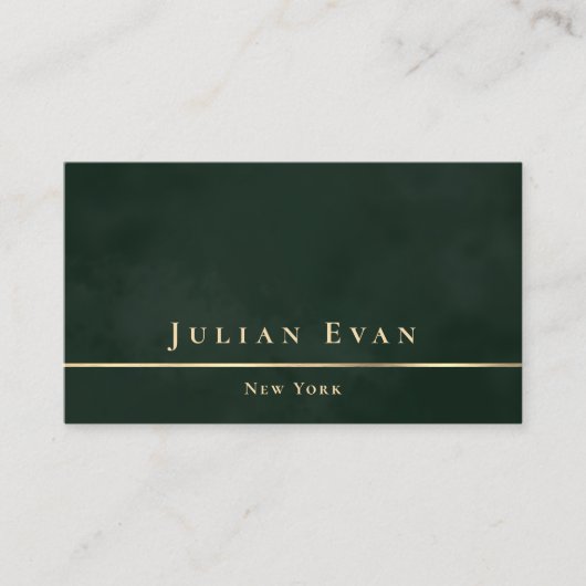 ラグジュアリーミニマリストダークエメラルドグリーン&金ゴールド 名刺 (正面)