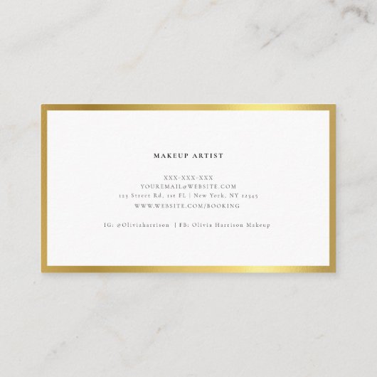 ラグジュアリーミニマリストメタリック金ゴールド名刺 名刺 (裏面)