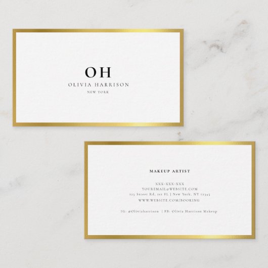 ラグジュアリーミニマリストメタリック金ゴールド名刺 名刺 (正面/裏面)