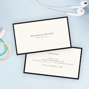 ラグジュアリーミニマルエレガントリストブラックアイボリーシックスタイリッシュ 名刺