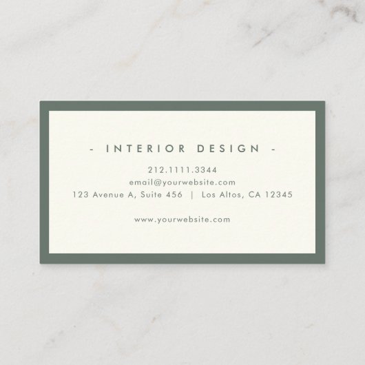 ラグジュアリーミニマルカリグラフィシックスタイリッシュミュートセージ 名刺 (裏面)