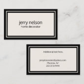 ラグジュアリーミニマルコンテンポラリーリストブラック&アイボリー 名刺 (正面/裏面)