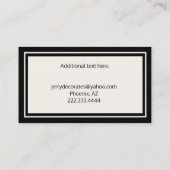 ラグジュアリーミニマルコンテンポラリーリストブラック&アイボリー 名刺 (裏面)