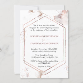 ラグジュアリーミニマルバラ金ゴールド結婚フレームフォーマル 招待状