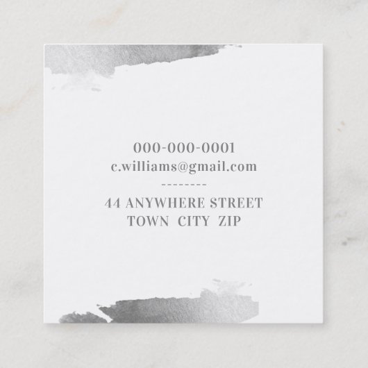ラグジュアリーミニマルフェイクグラックス銀ブラシ スクエア名刺 (裏面)