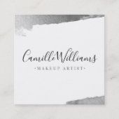 ラグジュアリーミニマルフェイクグラックス銀ブラシ スクエア名刺 (正面)