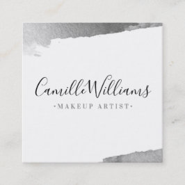 ラグジュアリーミニマルフェイクグラックス銀ブラシ スクエア名刺